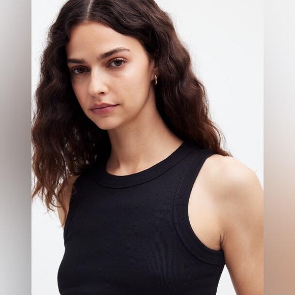 Madewell Supima® Rib Crop Tank | Ribbed, Cropped Tank Top in Black | Women’s XL - Picture 15 of 16